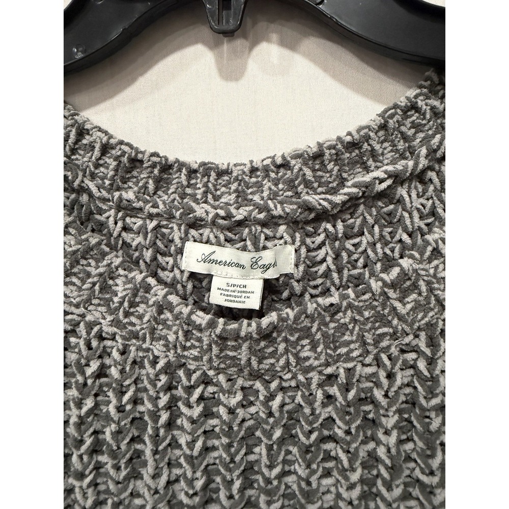 American Eagle Woman's S Knitted Long Sleeve oversized Grey Marled Sweater - Picture 2 of 7